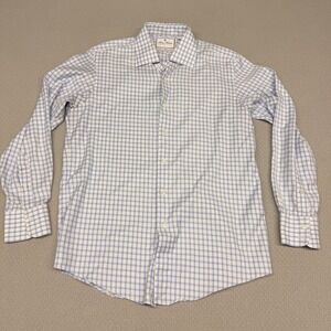 Brooks Brothers Shirt Mens 16/34 White Blue Thomas Mason Luxury Collection